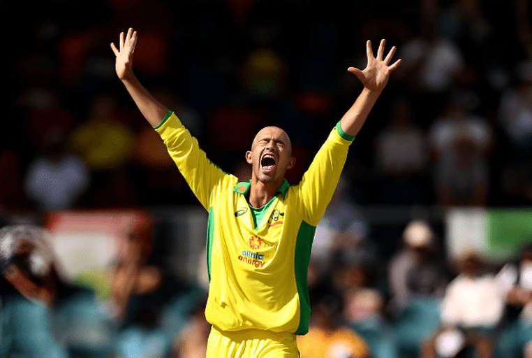 Ashton Agar overjoyed after claiming Rahul's wicket.