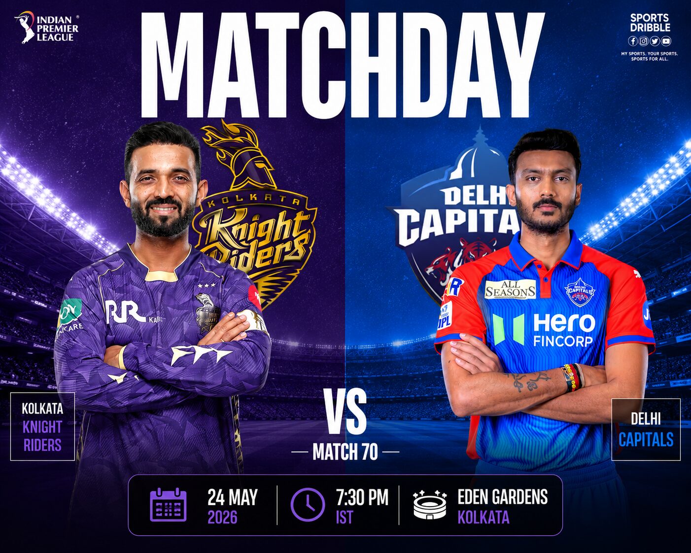Kolkata Knight Riders vs Delhi Capitals 2026 Preview: Timeline, Head-to-Head, Playing11, Timeline, Pitch Report, Stats & Where to Watch