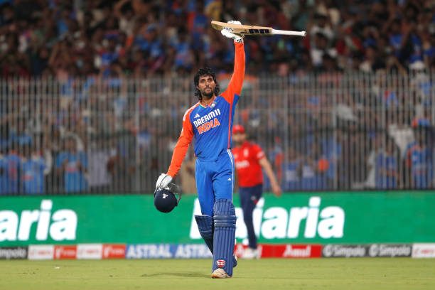 One of the young cricketers Tilak Varma celebrates after winning the match.