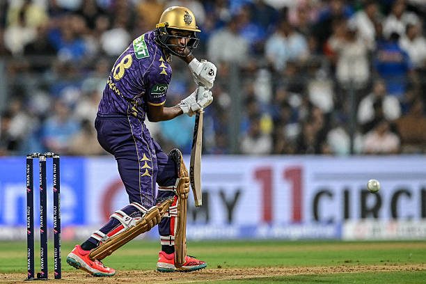 Emerging batsman of Kolkata Knight Riders Ankrish Raghuvanshi play a shot.