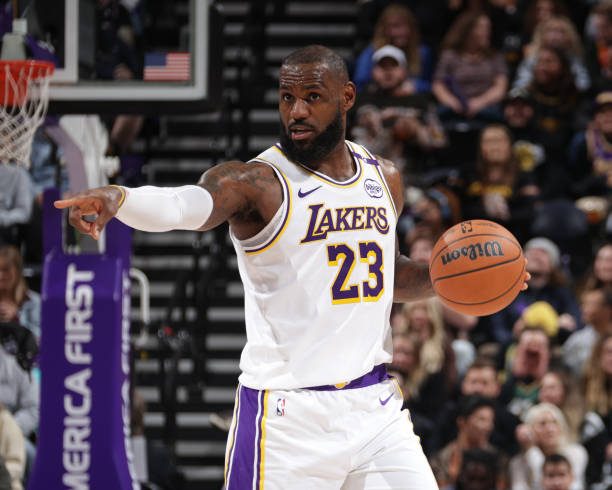 Lakers vs. Jazz: LeBron James of the Los Angeles Lakers observes the action during the game against the Utah Jazz.