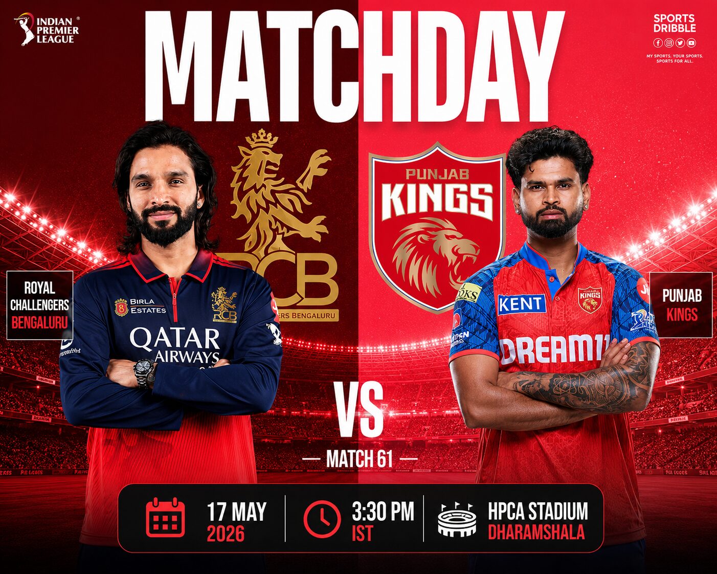 Punjab Kings vs Royal Challengers Bengaluru 2026: Timeline, Stats, Playing 11 & Where to Watch