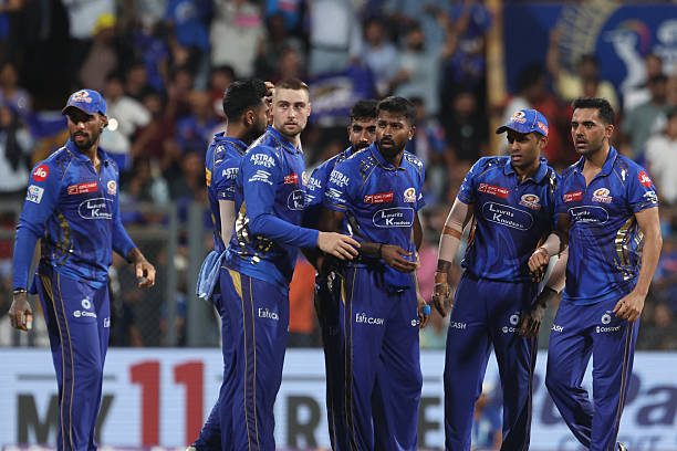 MI vs CSK Dream11 Prediction: Hardik Pandya of Mumbai Indians reacts with team-mate.
