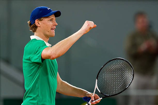 Jannik Sinner of Italy celebrates in French Open 2025.