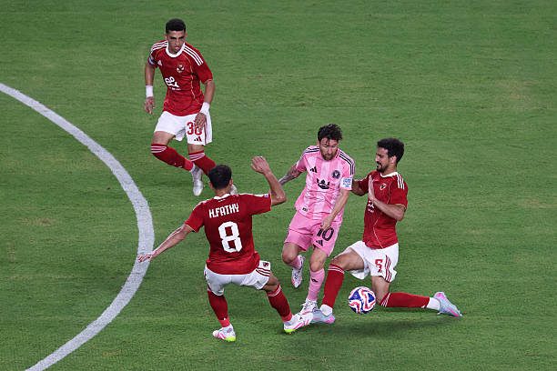 Inter Miami vs Al Ahly match in Club World Cup 2025, Messi faced challenged by Al Ahly FC players.
