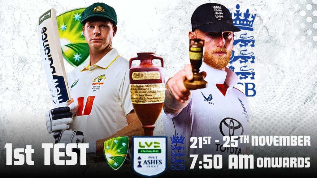 Aus vs Eng live streaming in Ashes 2025 Series.