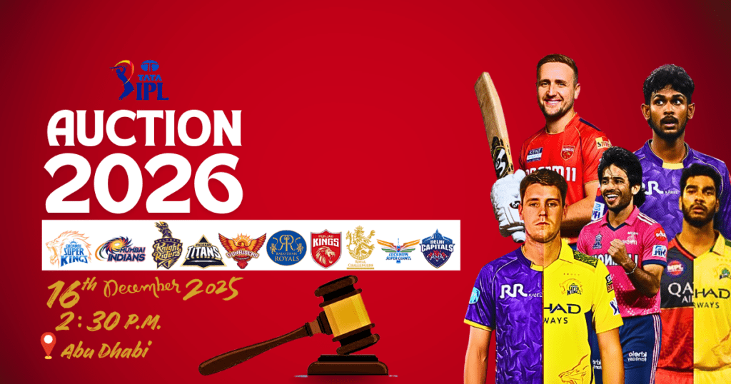 Cricket IPL Auction 2026 is on the table at Abu Dhabi.