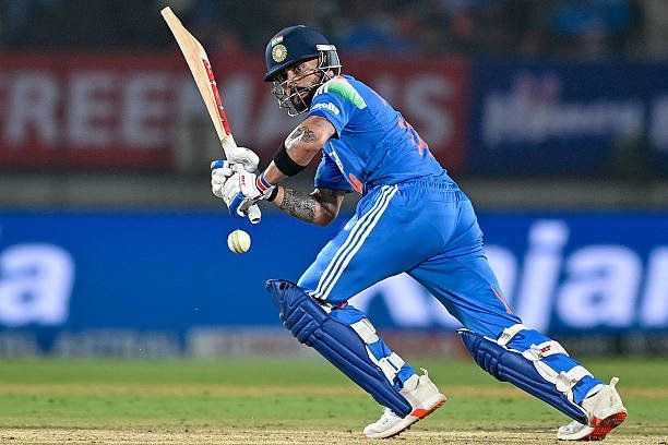 Virat Kohli of india playing square cut.
