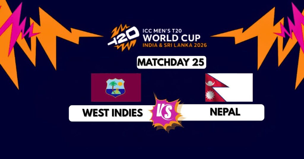West Indies vs Nepal T20 on Sunday.