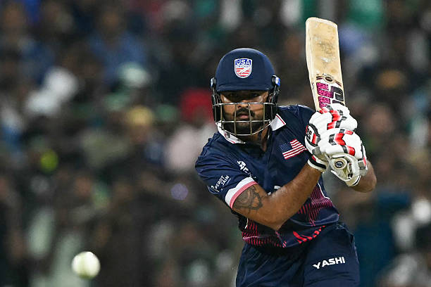 USA's captain Monank Patel plays a shot. 