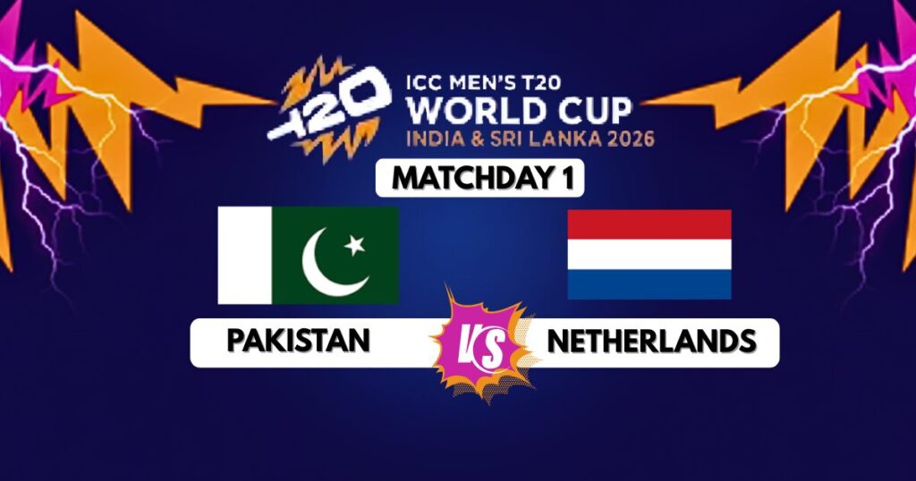 Pakistan vs Netherlands T20 World Cup match day 1.