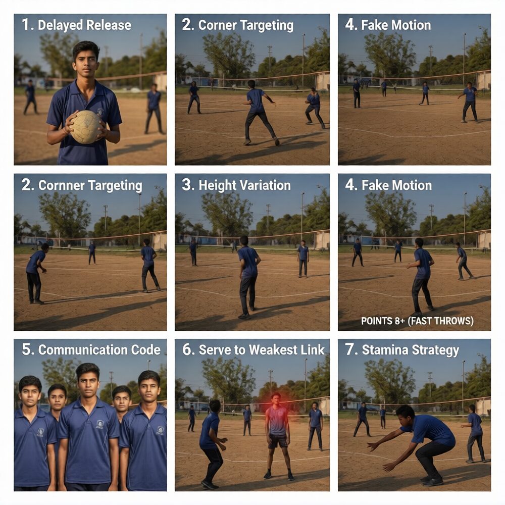 "Throwball tricks" to win match.