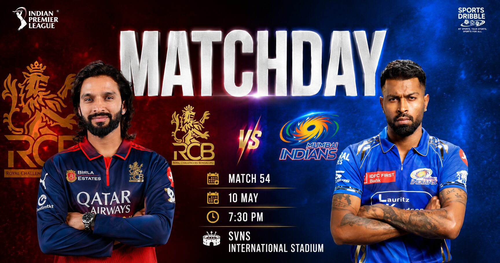 Royal Challengers Bengaluru vs Mumbai Indians.